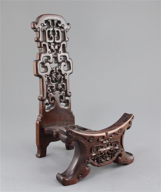 A Chinese hardwood dish stand, 19th century, H.36.5cm